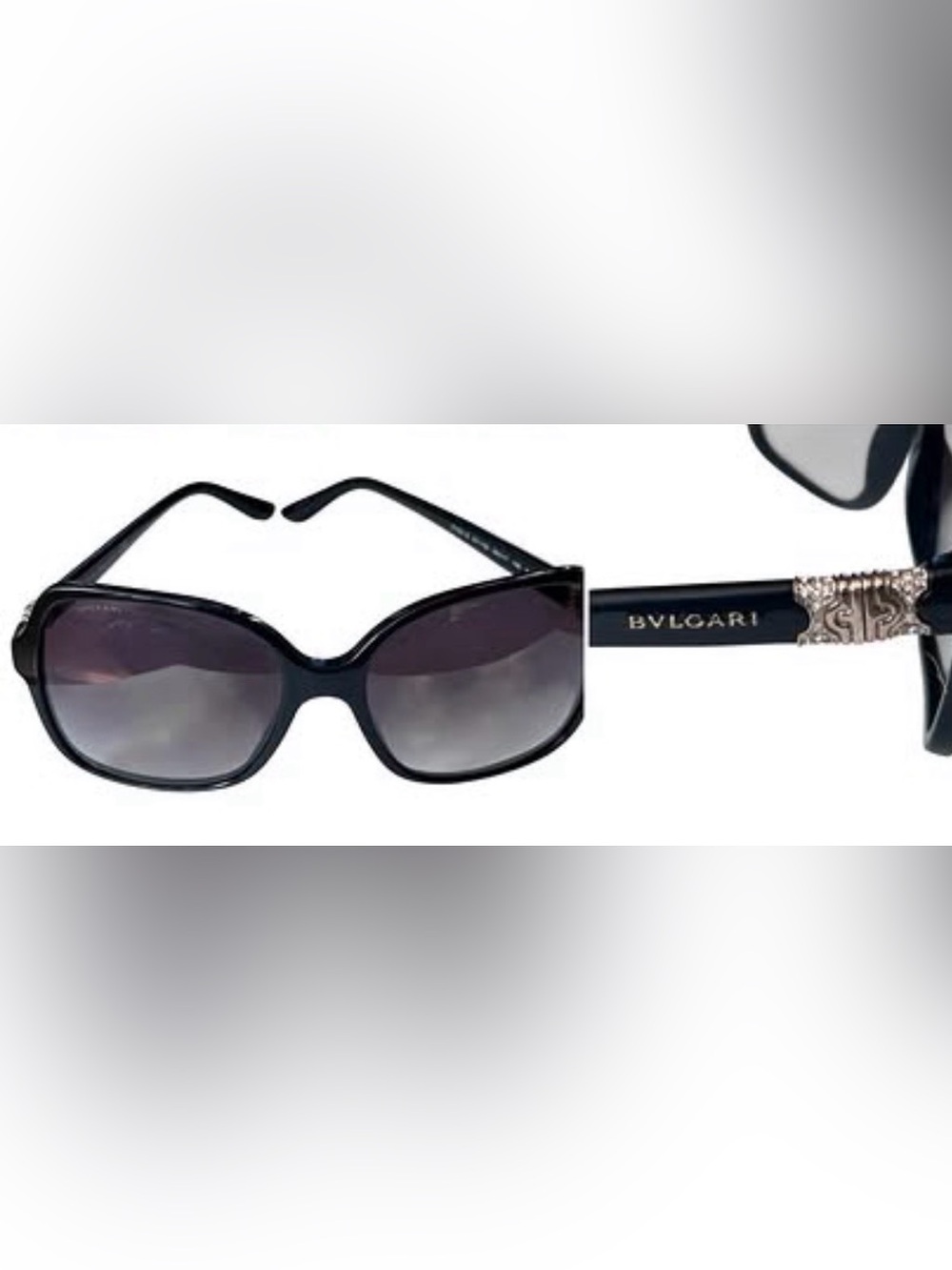 Bulgari Black Sunglasses with Gold Temple Emblem and Gradient Lenses